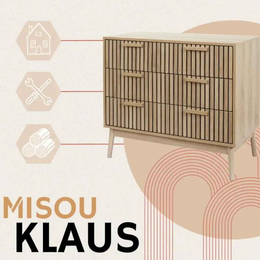 Ladekasten|Ladekasten-MISOU Commode Klaus - Bruin