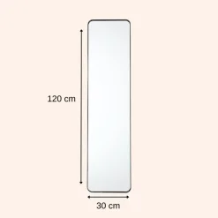 MISOU Deurspiegel Wandspiegel Passpiegel Ovaal Zwart 120x30cm Metaal