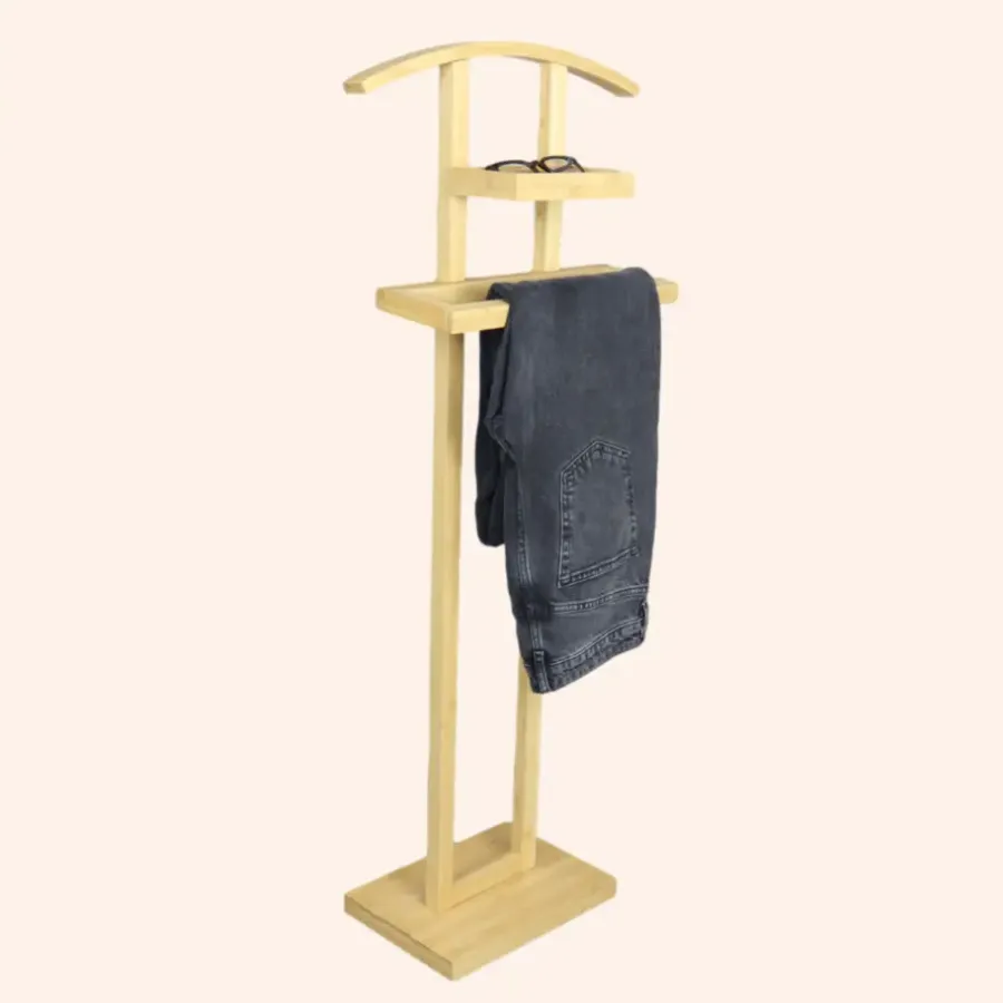 Kledingopbergers-MISOU Dressboy Kledingstandaard Kledinghouder Bamboe Hout 44.8x22.2x114.2 cm