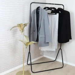 Kledingrekken|Kledingrekken-MISOU Kledingrek Metaal Industrieel Zwart 80x44x145cm