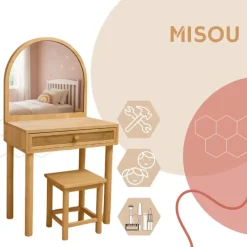 Kaptafels-MISOU Make up tafel - Bruin