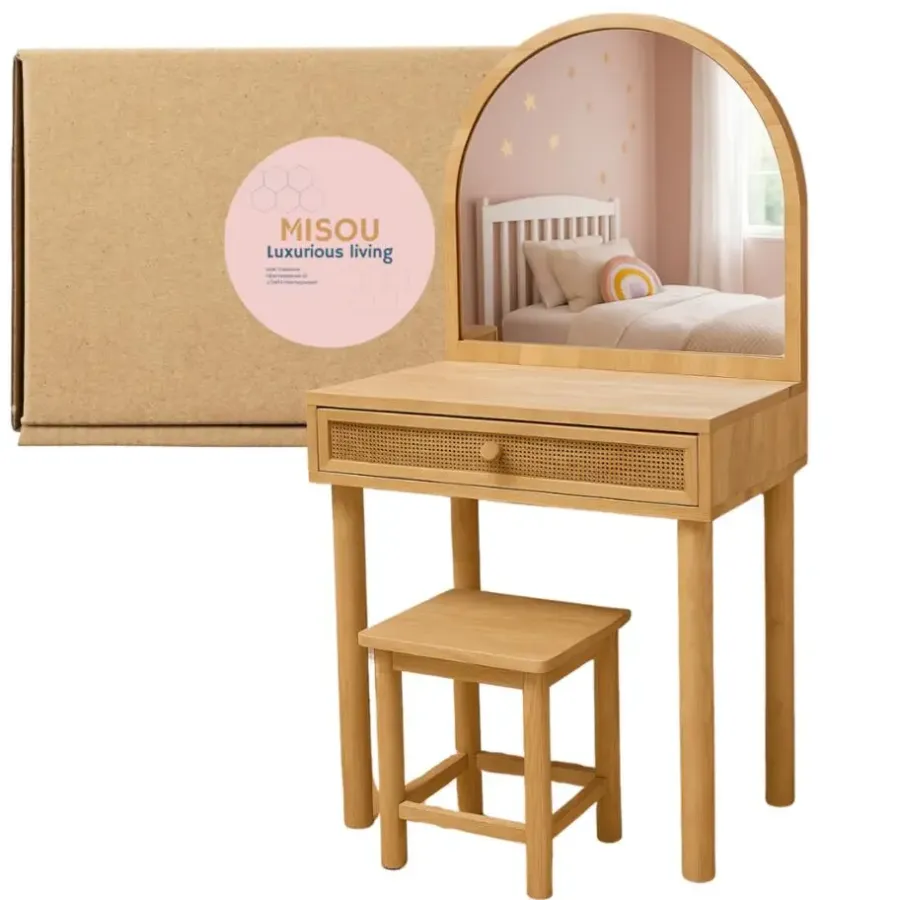 Kaptafels-MISOU Make up tafel - Bruin