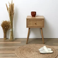MISOU Nachtkastje Met Lade Set van 2 Rotan Webbing Hout