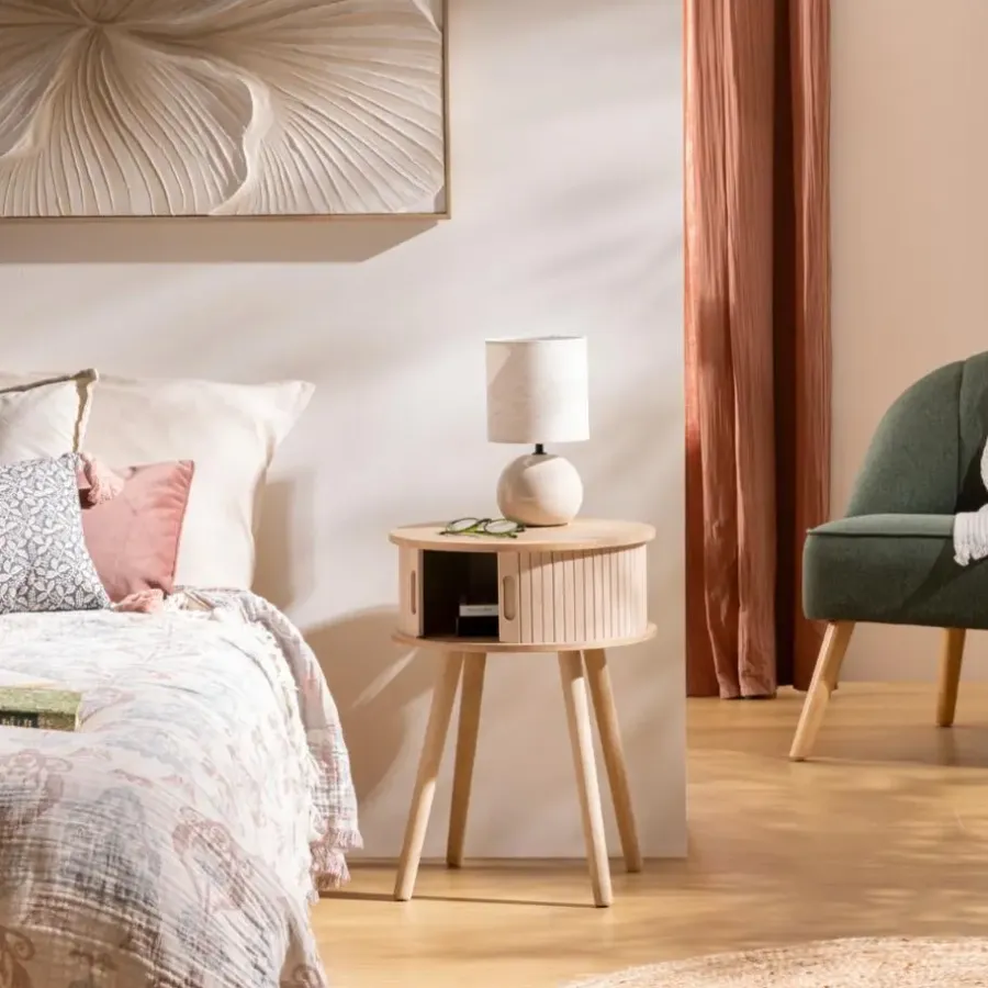 MISOU Nachtkastjes Juliet met Kastje - Set van 2 - Beige