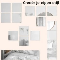 Spiegels-MISOU Plakspiegel Zelfklevende Spiegel Vierkant Set van 4 40x40cm