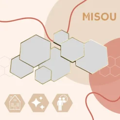 MISOU Spiegel Hexagon Goud 61,5x38cm Spiegels Wandspiegel