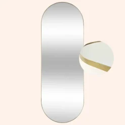 Spiegels-MISOU Spiegel Passpiegel Goud Ovaal Hangend 112x40cm Glas Spiegels