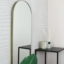 Spiegels-MISOU Spiegel Passpiegel Goud Ovaal Hangend 112x40cm Glas Spiegels