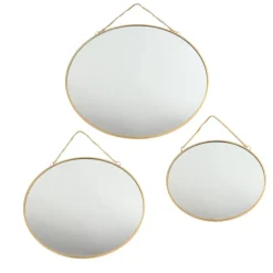 Spiegels-MISOU Spiegel Set van 3 Rond Goud Metaal Wandspiegel