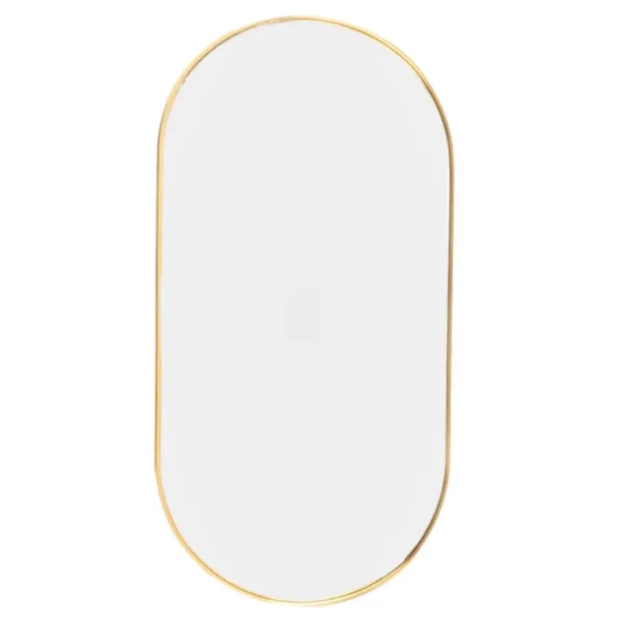 Spiegels-MISOU Spiegel Wandspiegel Rond Ovaal Goud 50 cm