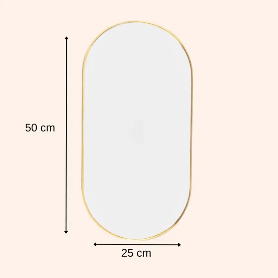 Spiegels-MISOU Spiegel Wandspiegel Rond Ovaal Goud 50 cm