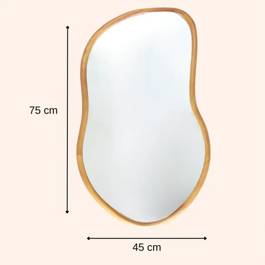 Spiegels-MISOU Wandspiegel Spiegel Organische Vorm 75x45cm Hout
