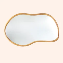 Spiegels-MISOU Wandspiegel Spiegel Organische Vorm 75x45cm Hout