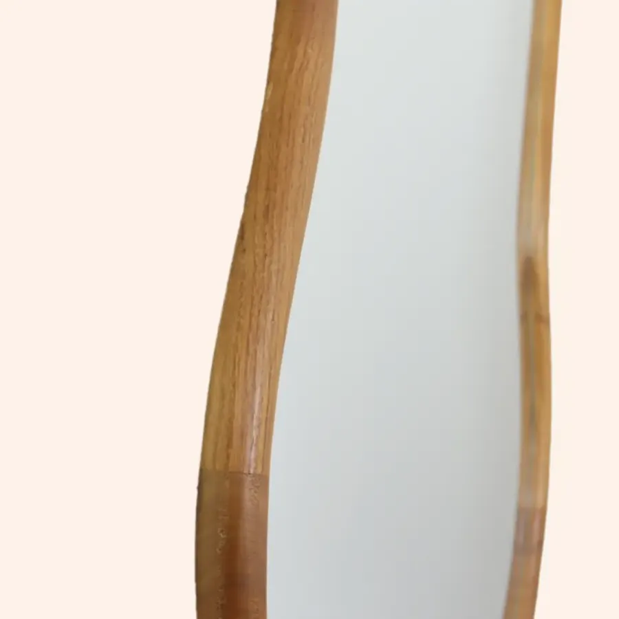 Spiegels-MISOU Wandspiegel Spiegel Organische Vorm 75x45cm Hout
