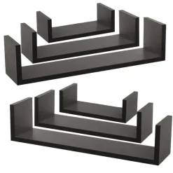 MISOU Zwarte Wandplanken Set van 6 Fotoplank Boekenplank Woonkamer