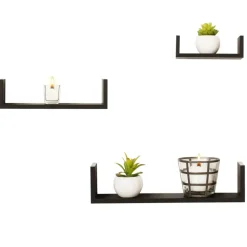MISOU Zwarte Wandplanken Set van 6 Fotoplank Boekenplank Woonkamer
