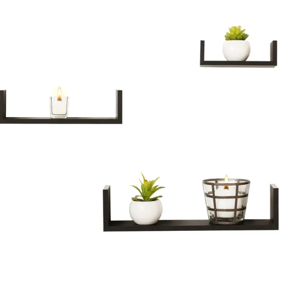 MISOU Zwarte Wandplanken Set van 6 Fotoplank Boekenplank Woonkamer