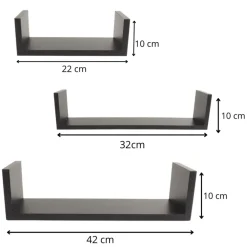 MISOU Zwarte Wandplanken Set van 6 Fotoplank Boekenplank Woonkamer