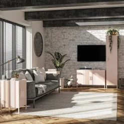 Kledingkasten|Kledingkasten-Dorel Home Mission District - Hoge kast met 1 deur en roze metaal