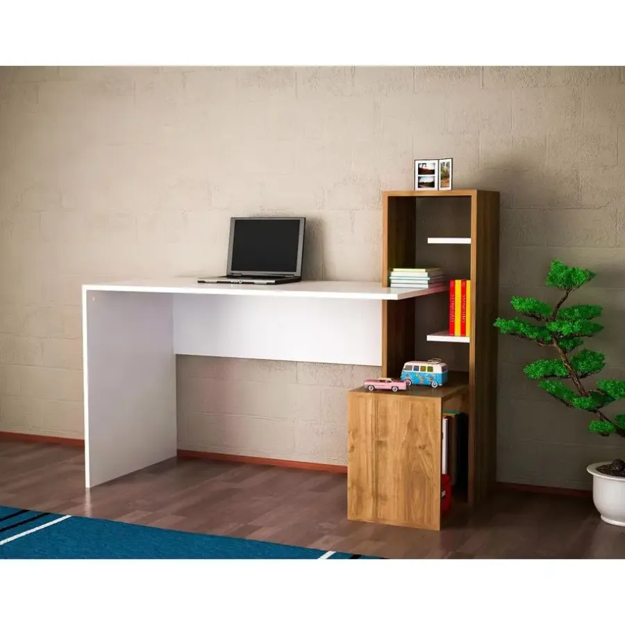 Bureaus-Emob 18mm Witte walnoot Studiebureau