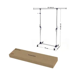 Kledingopbergers|Kledingrekken-ACAZA Mobiel kledingrek - verstelbaar - 1 rail en 2 haken - 87x165x44 cm - zilvergrijs