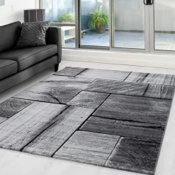 Muratap Modern Design Vloerkleed Parma - Zwart/Grijs - Laagpolig 200x290 cm