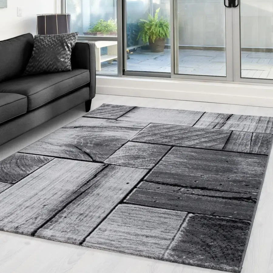 Muratap Modern Design Vloerkleed Parma - Zwart/Grijs - Laagpolig 200x290 cm