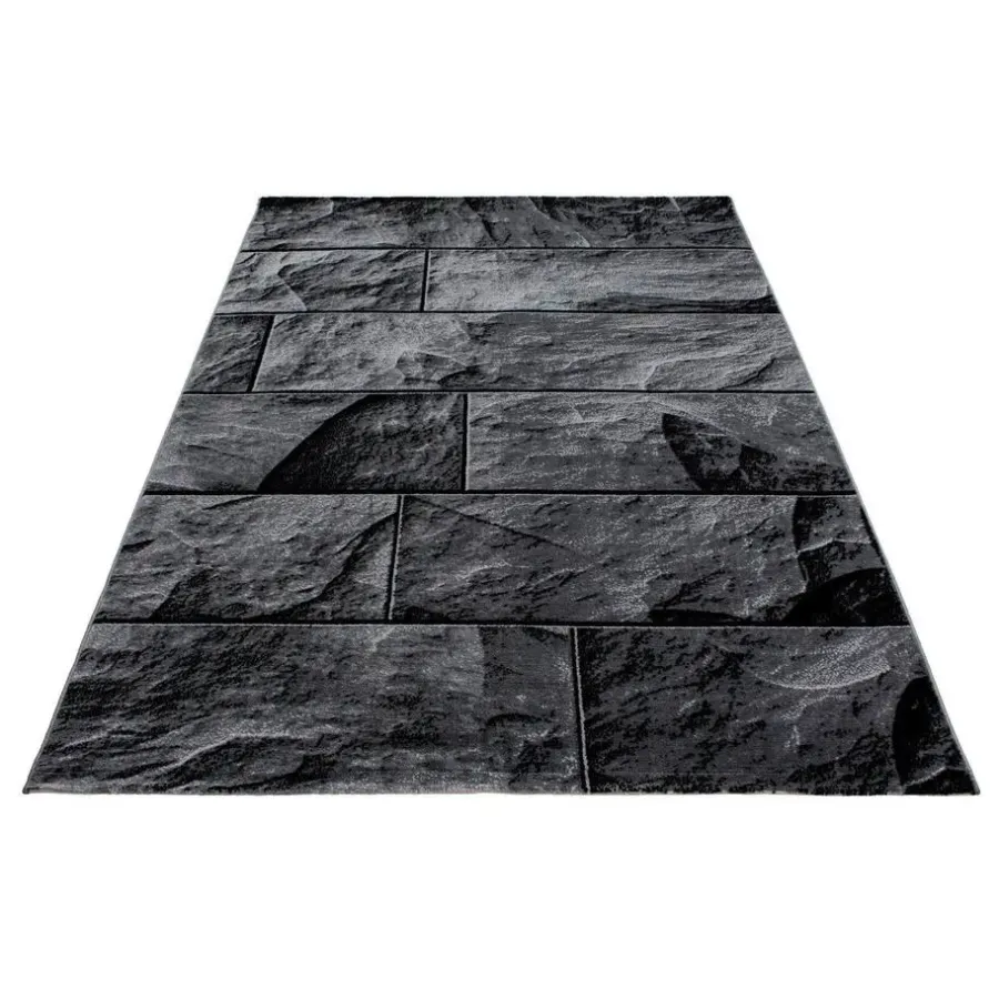 Laagpolige Vloerkleden-Muratap Modern Design Vloerkleed Parma - Zwart/Grijs - Laagpolig 120x170 cm