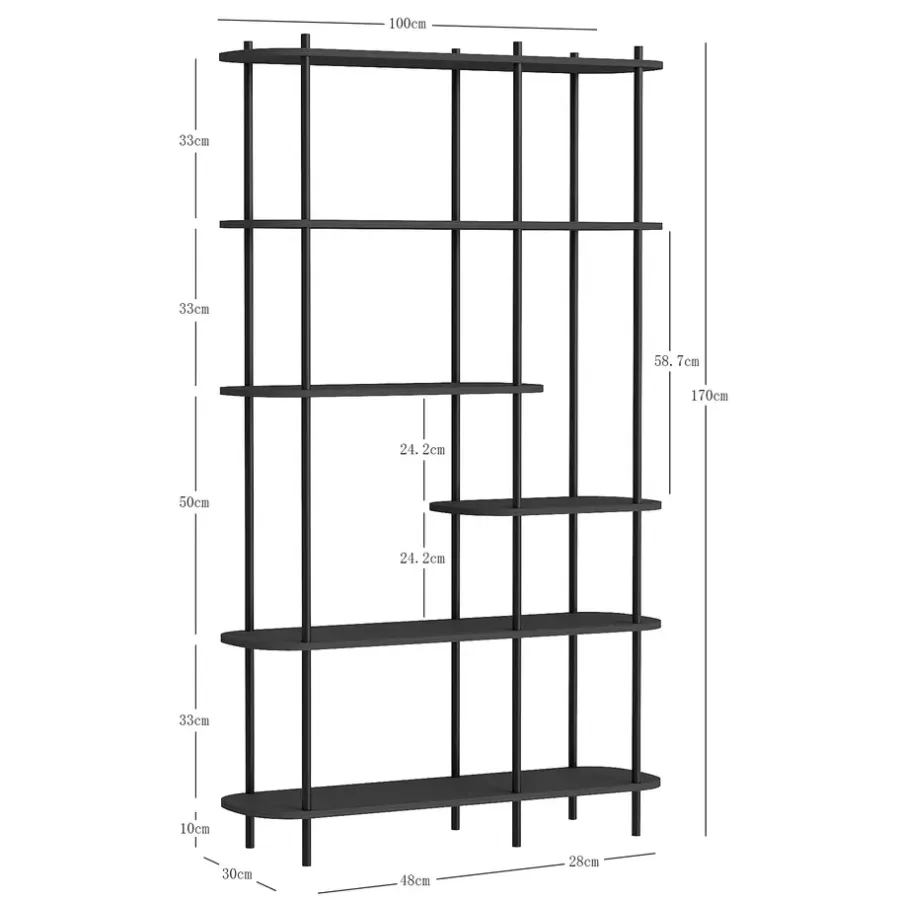 Nordlys Moderne etagère van metaal en zwart hout