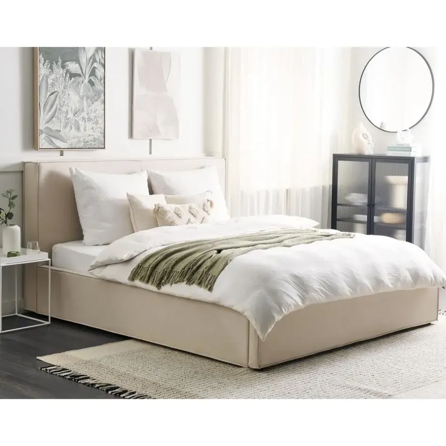 Beliani MOISSAC - Bed - Beige - 180 x 200 cm - Polyester