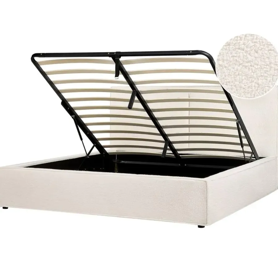 Beliani MOISSAC - Tweepersoonsbed - Off-white - 180 x 200 cm - Polyester