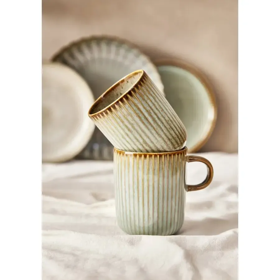 Leen Bakker Mok met oor Camille - groen - 400 ml