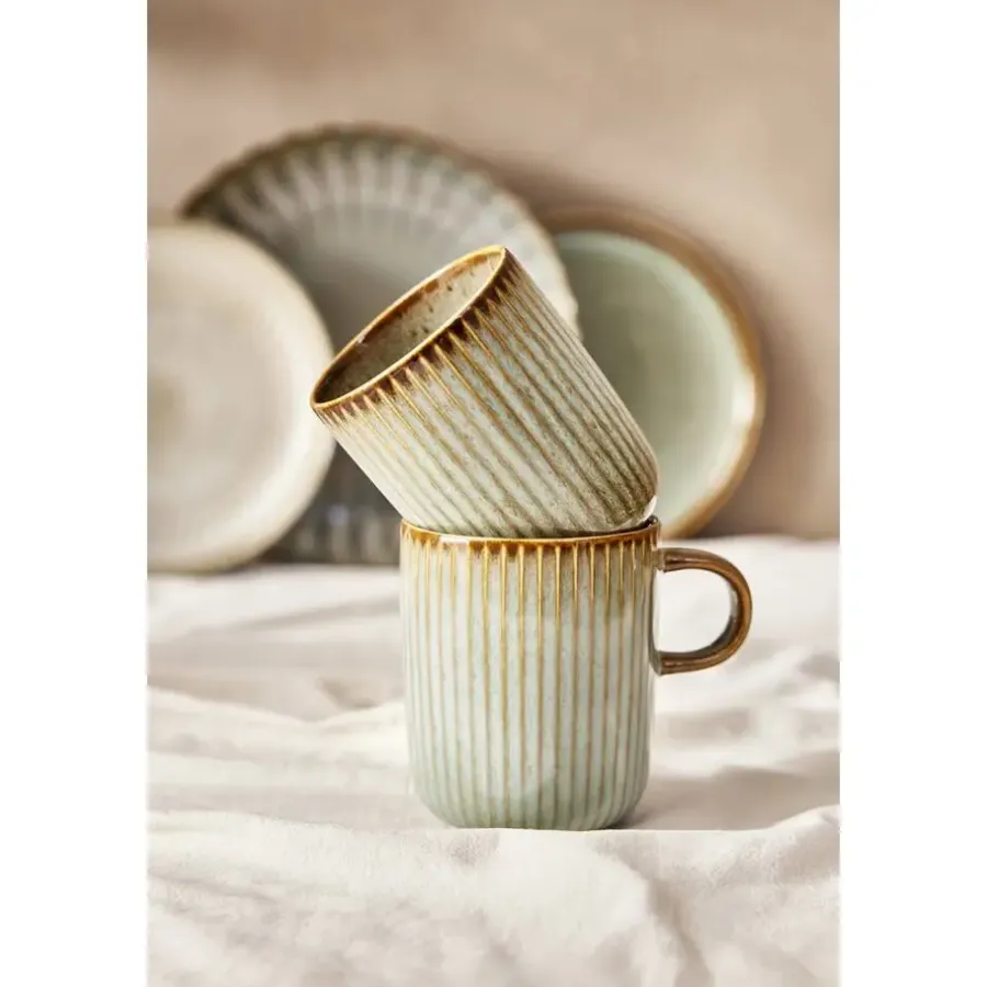 Leen Bakker Mok met oor Camille - groen - 400 ml