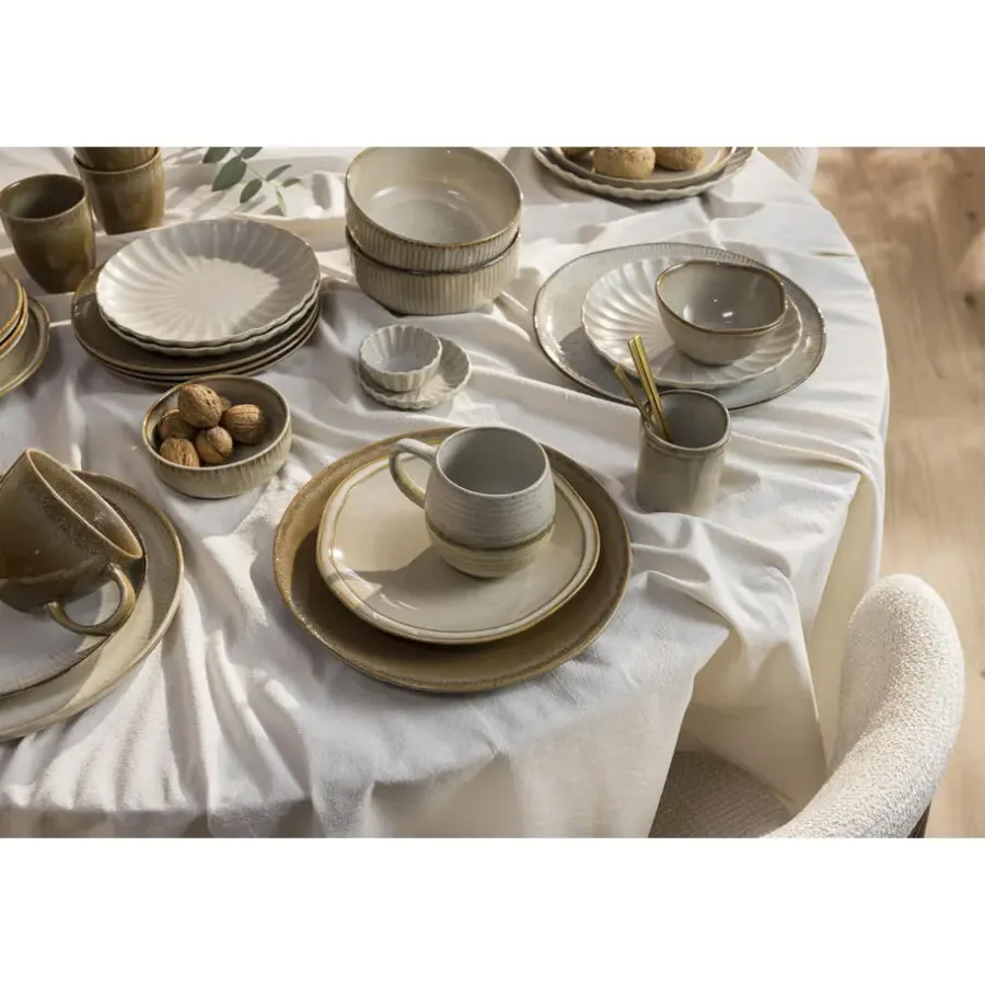 Leen Bakker Mok met oor Mira naturel stoneware - 360 ml