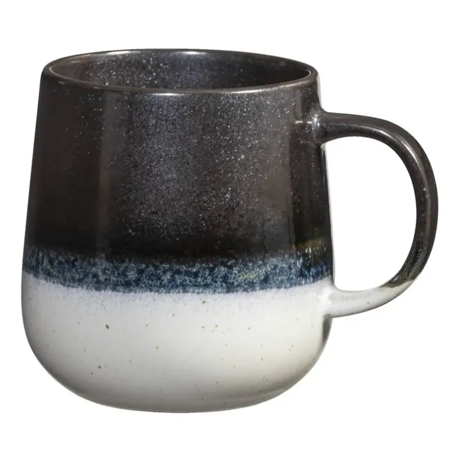 Leen Bakker Mok met oor Pippa - zwart - stoneware - 400 ml