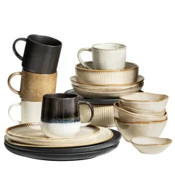 Leen Bakker Mok met oor Pippa - zwart - stoneware - 400 ml