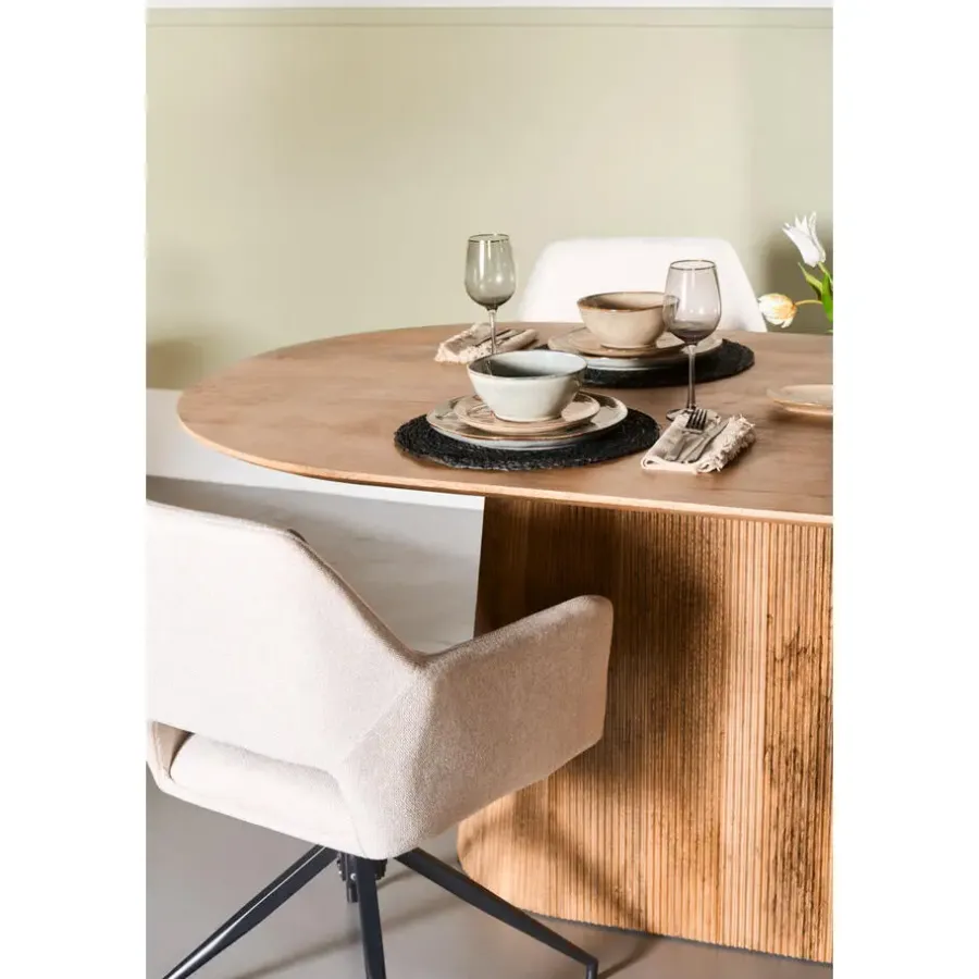 Industriële Eettafels|Ovale Eettafels-Collectables Mokka Eettafel Lichtbruin 200cm