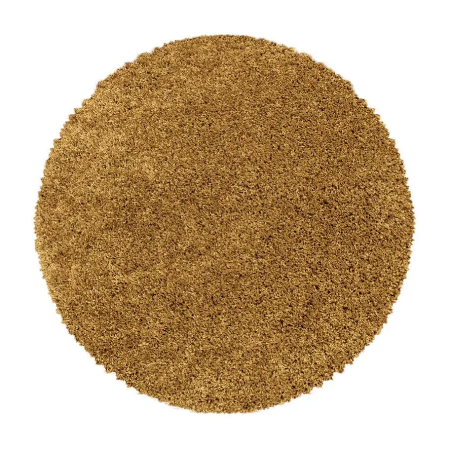 Vloerkleden|Hoogpolige Vloerkleden-Muratap Monaco Soft Rond Shaggy Hoogpolig Vloerkleed Goud - 160 CM ROND
