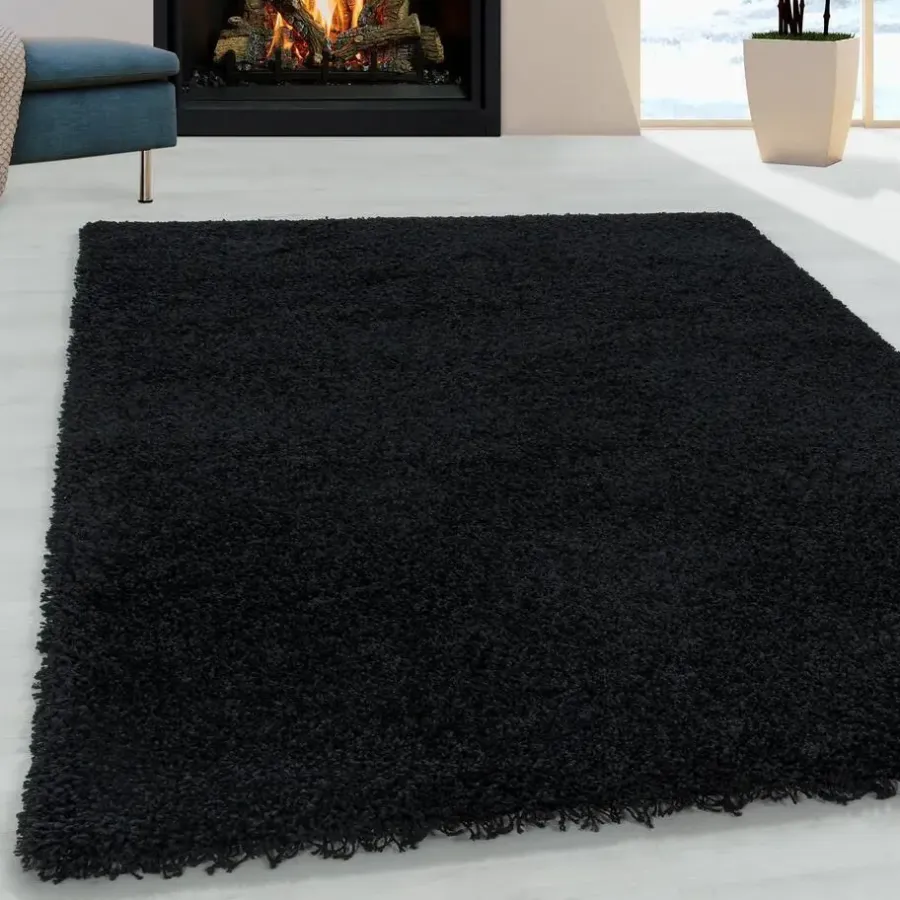 Hoogpolige Vloerkleden-Muratap Monaco Soft Shaggy Hoogpolig Vloerkleed Black - 140x200 CM