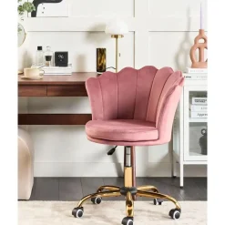 Beliani MONTICELLO - Bureaustoel - Roze - Fluweel