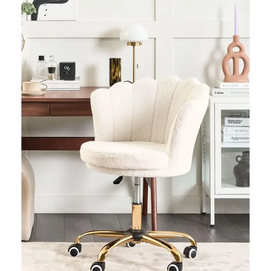Bureaustoelen|Bureaustoelen-Beliani MONTICELLO - Bureaustoel - Wit - Bouclé