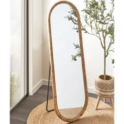Leen Bakker MONTOT - Staande spiegel - Naturel - Rotan