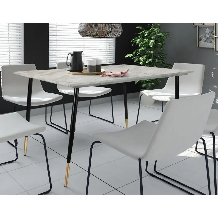 Loft24 Monza - Eettafel 120x80 cm 6 zitplaatsen wit marmer look