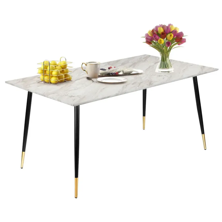 Loft24 Monza - Eettafel 120x80 cm 6 zitplaatsen wit marmer look