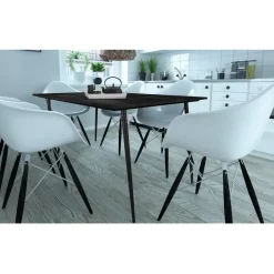 Rechthoekige Eettafels-Loft24 Monza - Eettafel 160x90 cm 6 zitplaatsen zwart hout look