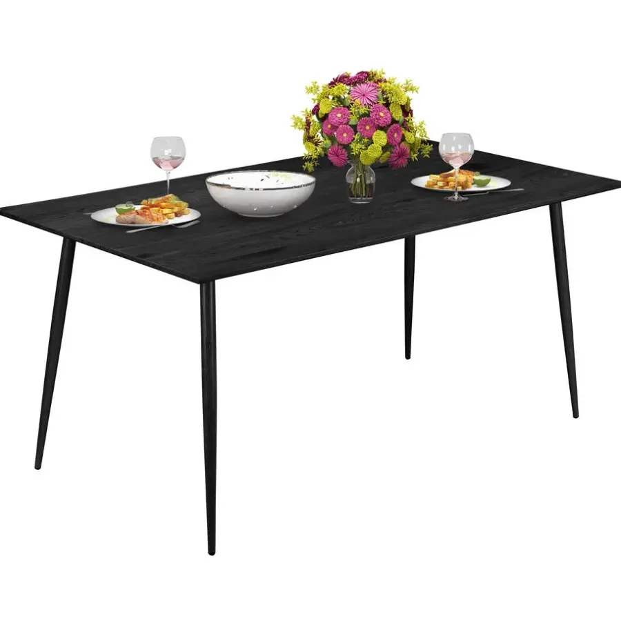 Rechthoekige Eettafels-Loft24 Monza - Eettafel 120x80 cm 6 zitplaatsen zwart hout look