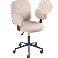 Bureaustoelen|Bureaustoelen-Leen Bakker MORAGA - Bureaustoel - Beige - Bouclé