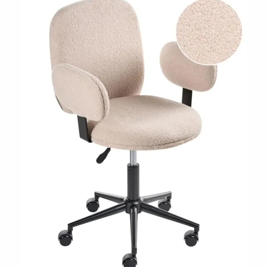 Bureaustoelen|Bureaustoelen-Leen Bakker MORAGA - Bureaustoel - Beige - Bouclé