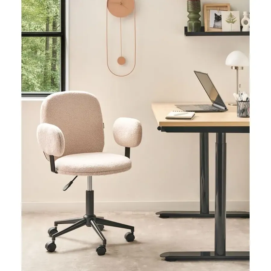 Bureaustoelen|Bureaustoelen-Leen Bakker MORAGA - Bureaustoel - Beige - Bouclé