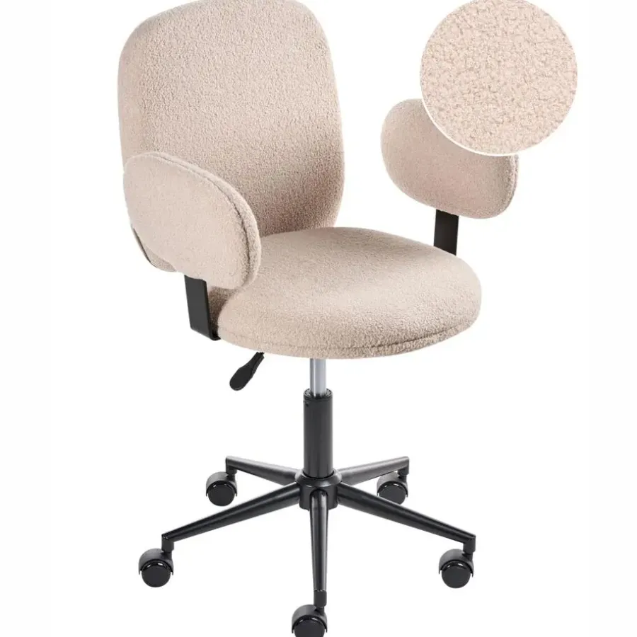 Bureaustoelen|Bureaustoelen-Leen Bakker MORAGA - Bureaustoel - Beige - Bouclé